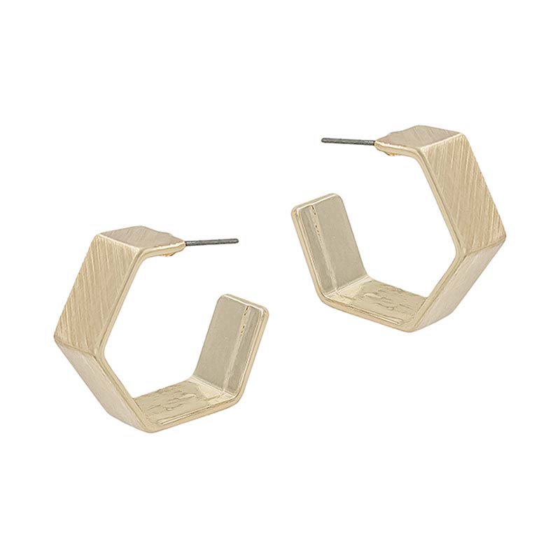 Matte Gold 1.25&#39; Hexagon Earrings