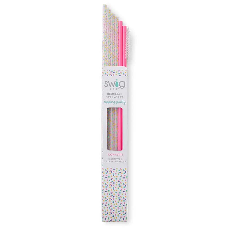 Confetti and Pink Tall Straw Set