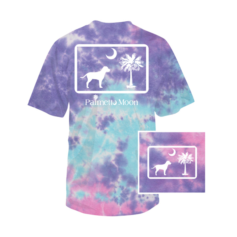 Youth Tie-Dye Dog Pledge To The Moon Short Sleeve T-Shirt