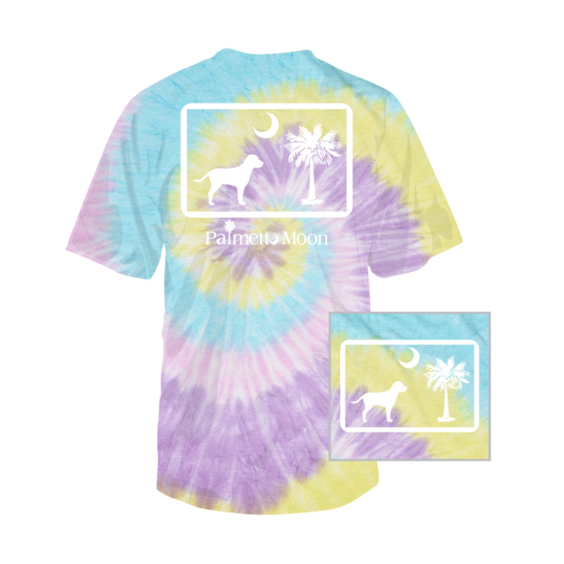 Youth Tie-Dye Dog Pledge To The Moon Short Sleeve T-Shirt