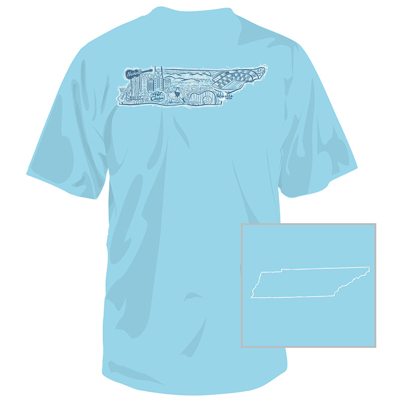 Tennessee State Collage Short Sleeve T-Shirt in light blue