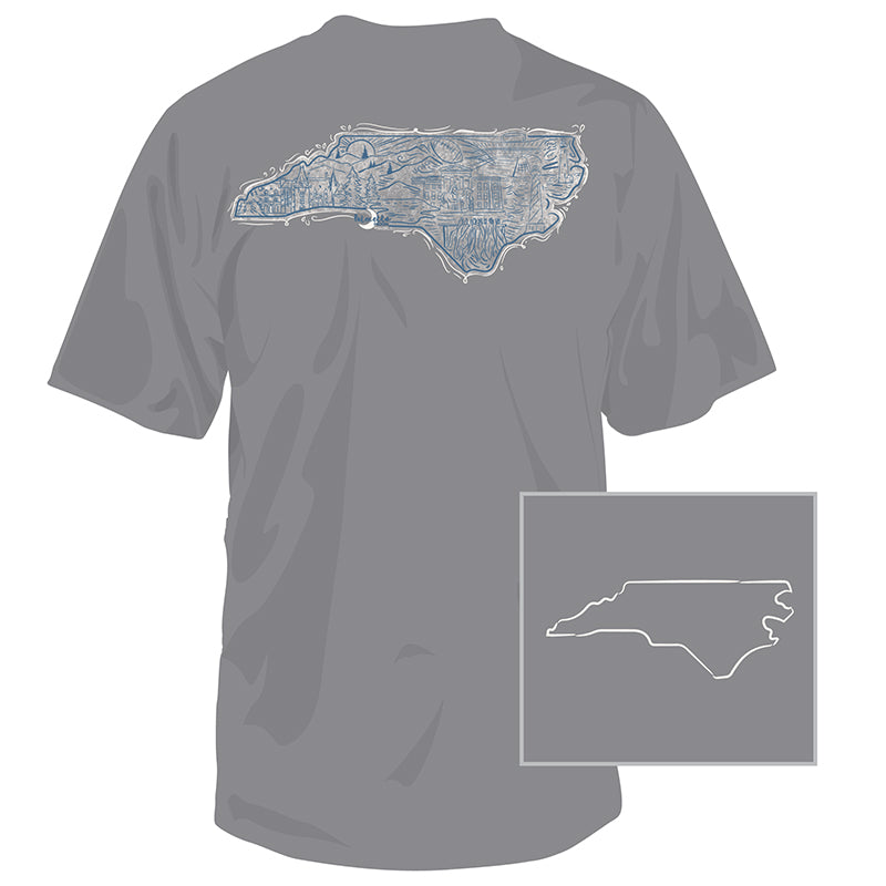 North Carolina Collage Grey Short Sleeve T-Shirt