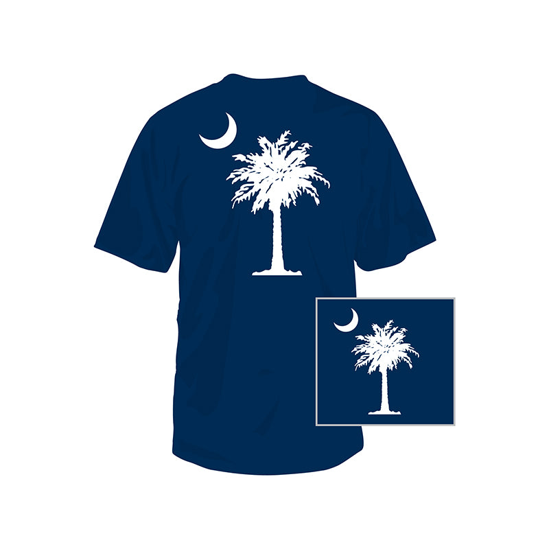 Youth Palm Front/Back Short Sleeve T-Shirt blue&#39;