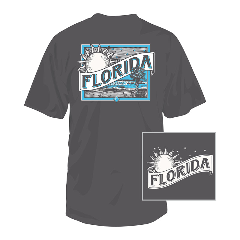 Florida Sun and Moon Short Sleeve Grey T-Shirt