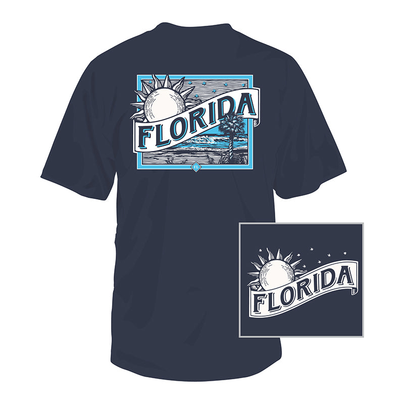 Florida Sun and Moon Short Sleeve Navy T-Shirt