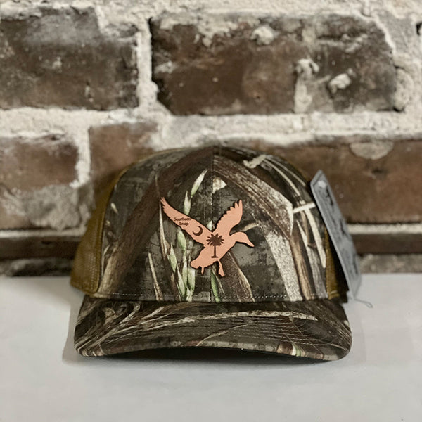 Southern Snap SC Palm Duck Leather Patch Hat in Camo