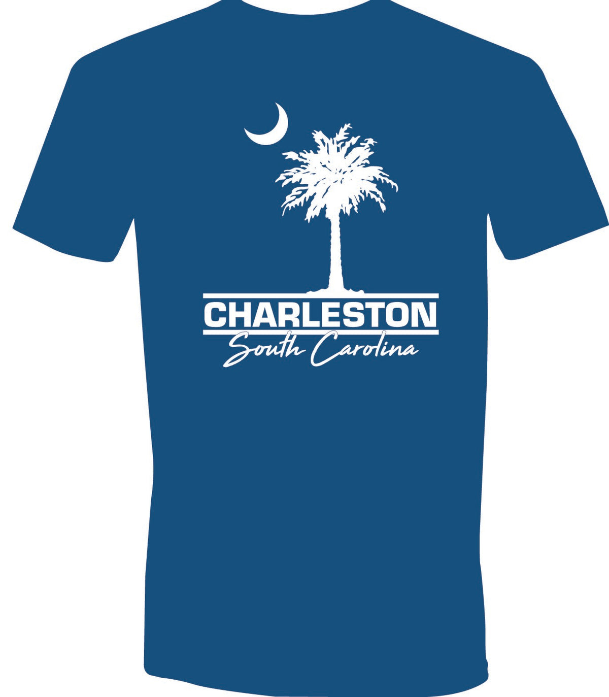 Charleston Palm Short Sleeve T-Shirt in indigo with white logo