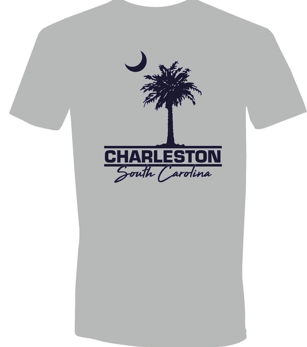 Charleston Palm Short Sleeve T-Shirt in sport grey with black logo