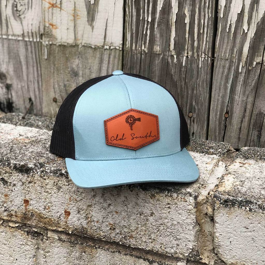 Signature Leather Trucker Hat Smoke Blue/Charcoal