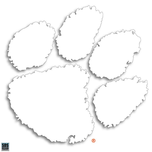 Clemson Mini 2" Paw Decal in white